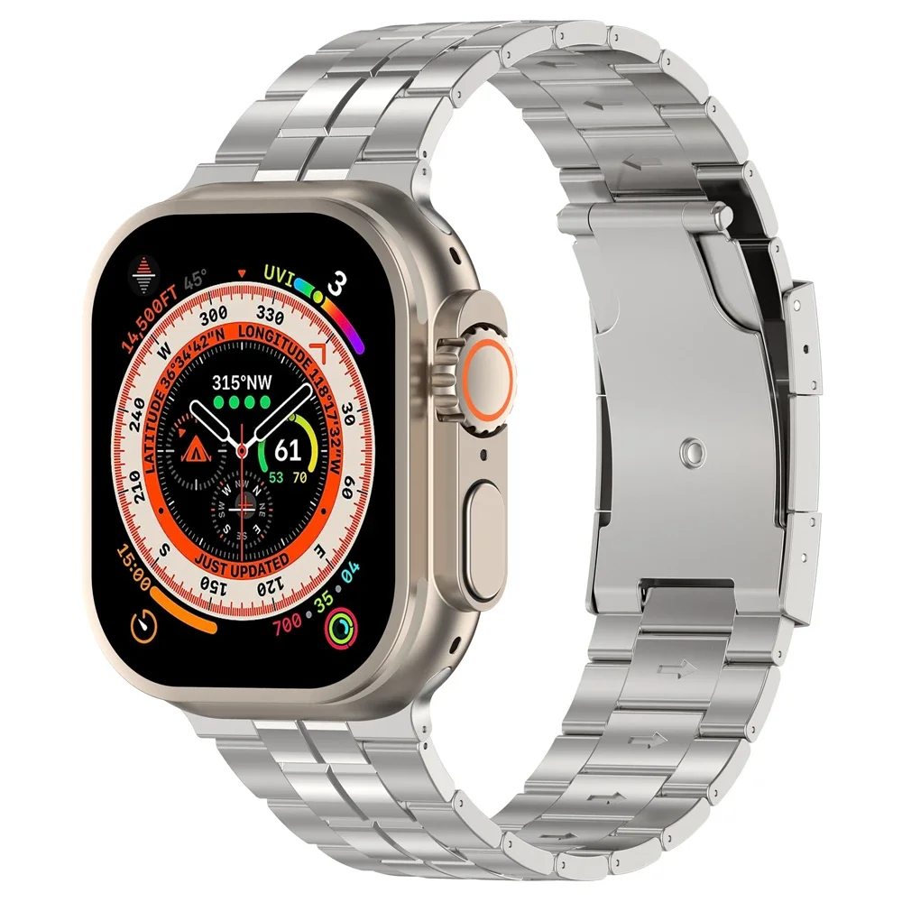 Apple Watch用チタンストラップ,デラックスブレスレット,ビジネスシリーズse,男性と女性用,9, 8ウルトラ,7, 6,メタルiwatch,49mm, 41mm, 45mm 44mm、40mm