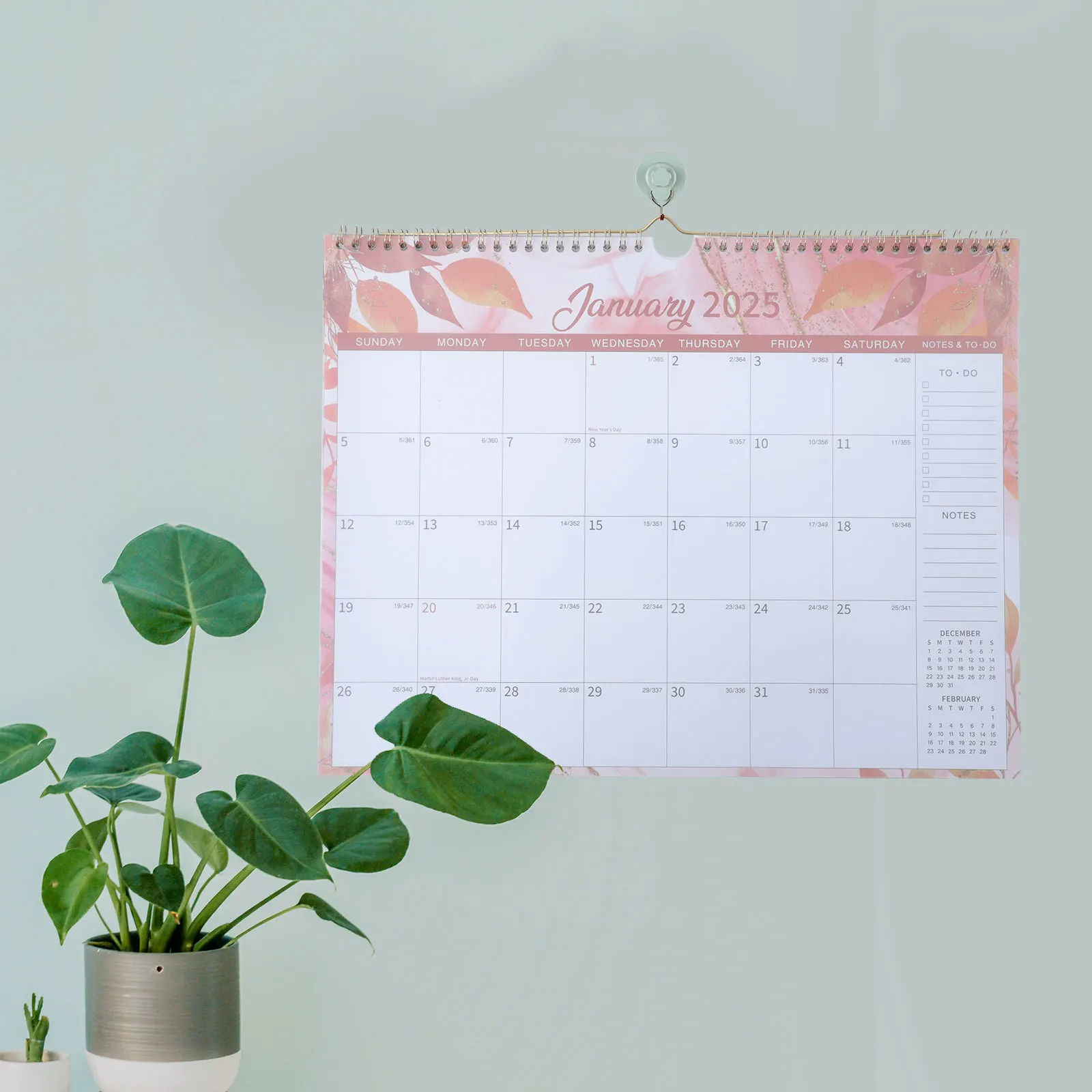 

Большой спиральный настенный календарь, креативный цветочный вертикальный дизайн, семейный офисный подвесной календарь, ежедневный планировщик расписания с датой