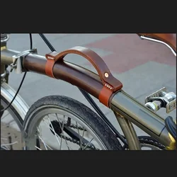 Folding bicycle leather strap frame protection for brompton bike protection portable handle have letter