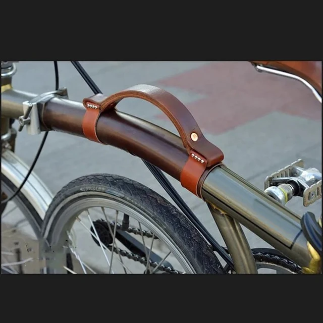 Folding bicycle leather strap frame protection for brompton bike protection portable handle have letter AliExpress