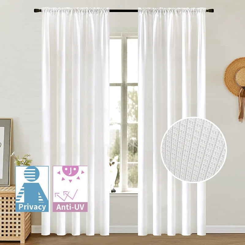 Блоки нестандартного размера, УФ-лучи, жаккардовые прозрачные шторы для гостиной, 100% конфиденциальность, спальня, белое окно, тюлевая ткань для штор Блоки нестандартного размера, УФ-лучи, жаккардовые прозрачные шторы для гостиной, 100% конфиденциальность, спальня, белое окно, тюлевая ткань для штор