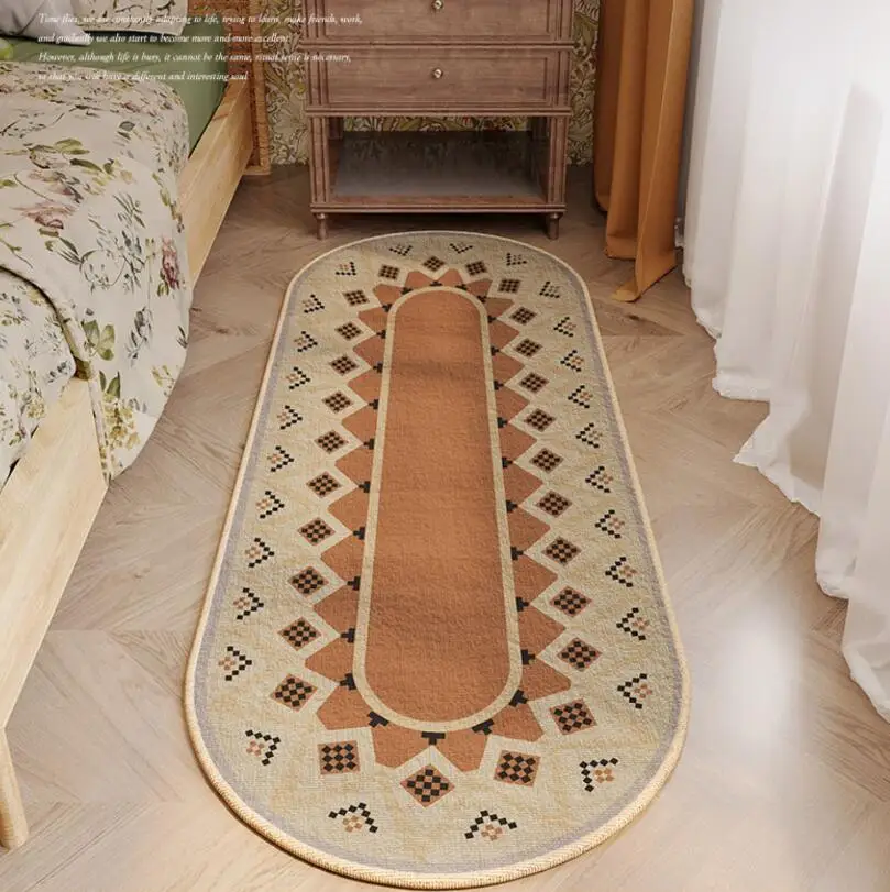 Lamb Wool Oval Bedside Furry Rug Bedroom Long Foot Mat Super Soft Living Room Decorative Carpet Non-slip Absorbent Door Mat