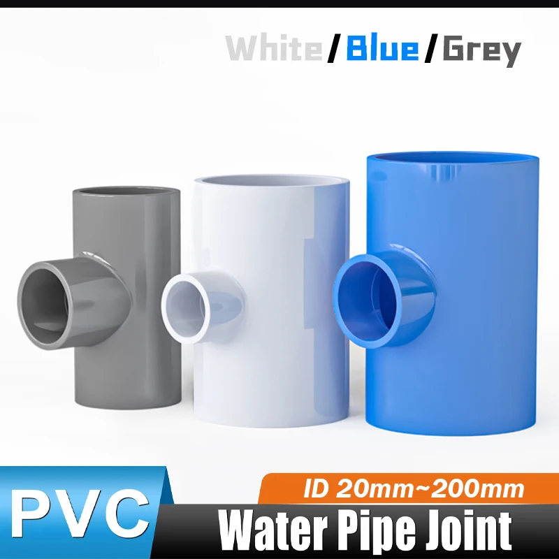 

1 шт., пластиковый переходник из ПВХ, соединители для фитингов, адаптер ID 20/25/32/40/50/63/75/90/110/125/160/200 мм, 3-ходовой фитинг для труб