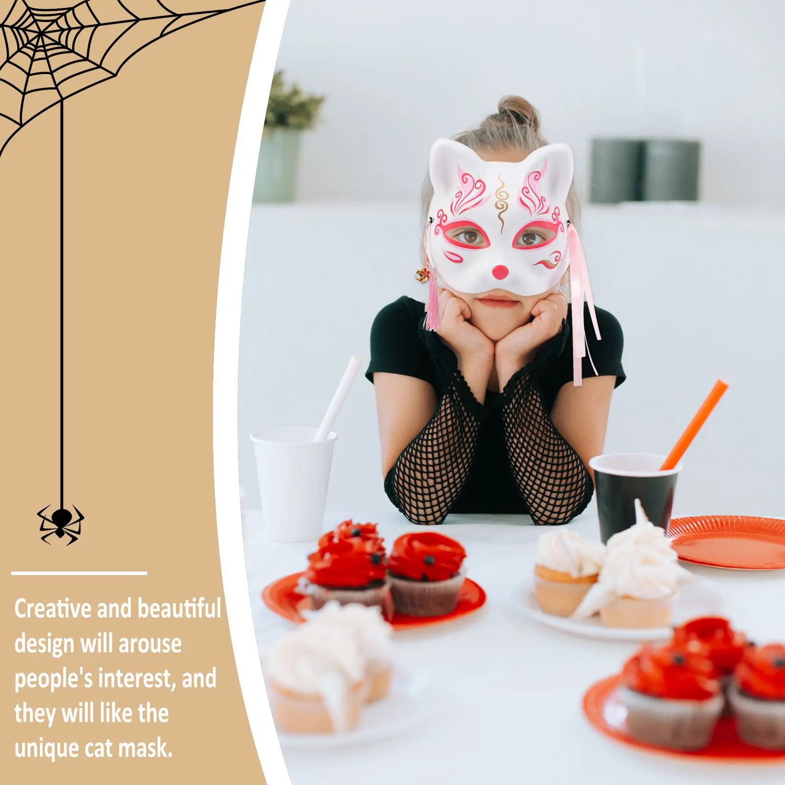 2 pezzi Maschere per gatti in stile giapponese Costumi da festival leggeri e confortevoli Accessori per cosplay anime Grandi regali