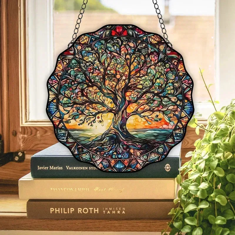 Tree of Life Acrylic Ornament - Round Sunlight Wall Hanging, Universal Indoor/Outdoor Welcome Sign & Home Decor
