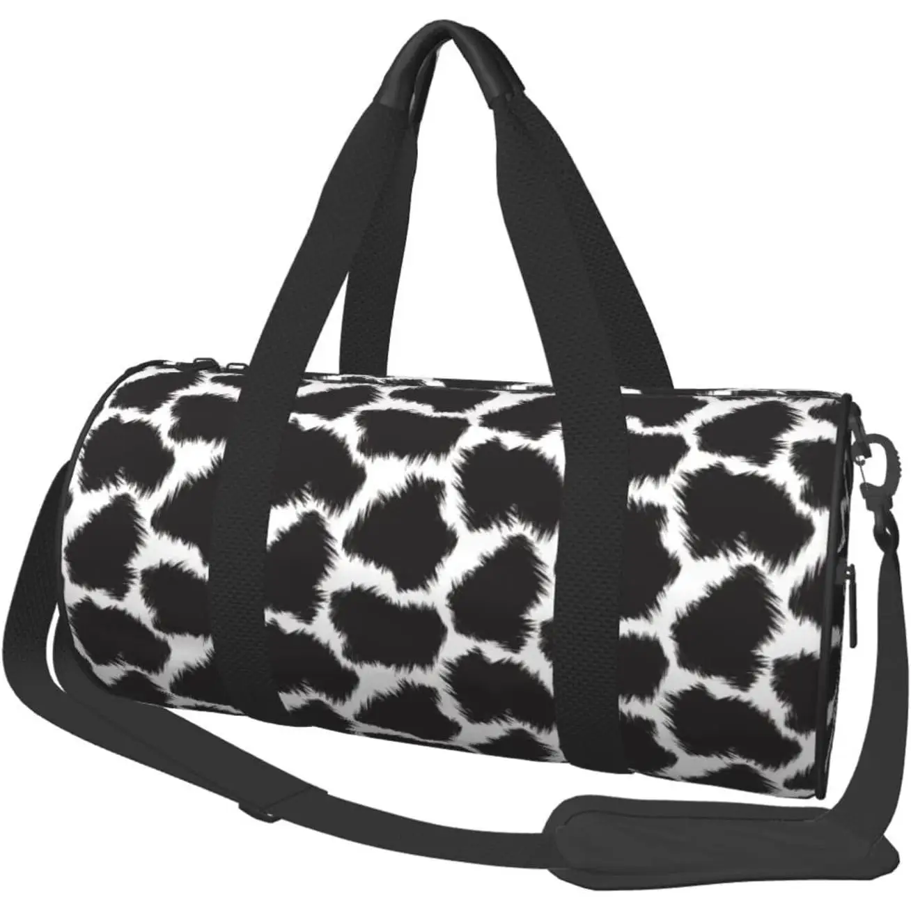 

Black White Leopard Print Duffel Bag Large Capacity Adjustable Strap Gym Travel Fashion Bag for Women Men