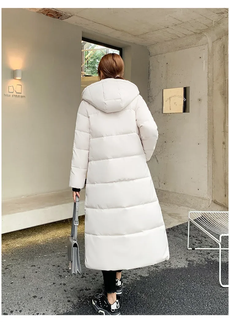 Women Parkas Coats Hooded Jackets Solid Pocket Zipper Long Sleeves Thick Slim Fit Wide Waist Elegant Casual  Autumn Winter
