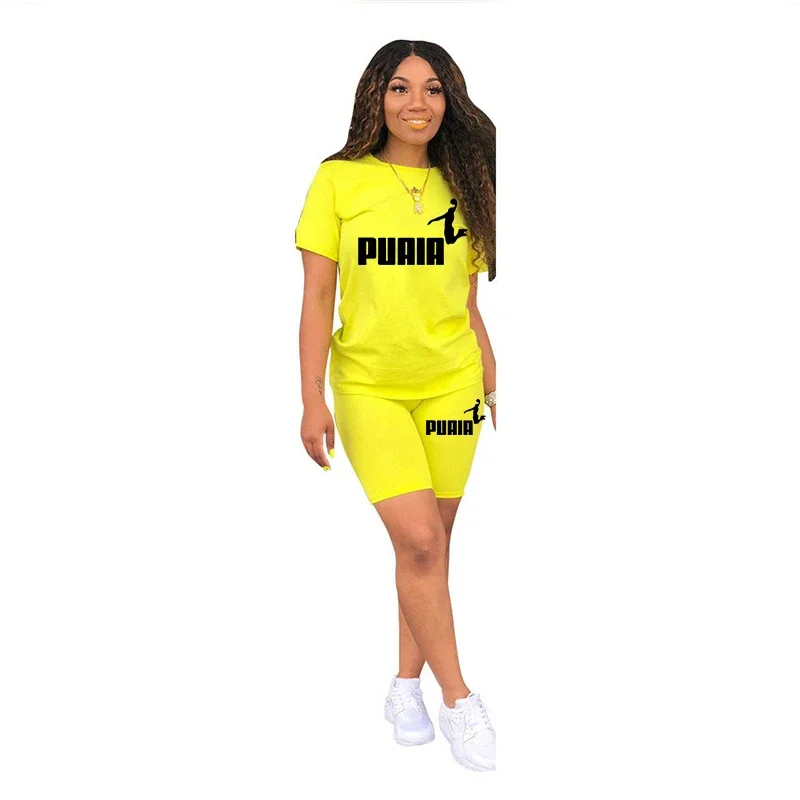 Womens Short Sets Casual Printing Short Sleeve T-shirt+Shorts 2 Piece Suit Simplicity Tracksuits Jogging Summer Outfits S-3XL