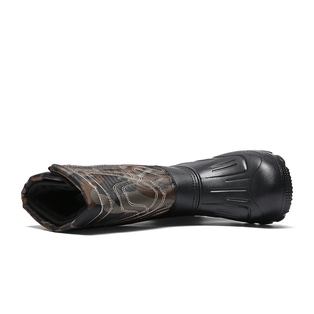 Herren-Winterstiefel mit hohem Schaft, wasserdicht, rutschfest, dick gefüttert, warm, für Outdoor-Wanderungen, Angeln, Tarnmuster, EU-Größe 39-46 – Detail 3