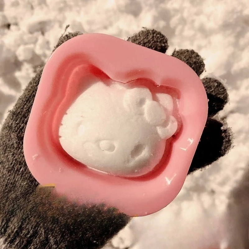 

Kawaii Hello Kitty Sanrio Cute Cartoon Snowball Molds Children Student Snow Grabbers Tools Building Snowman Gifts for Kids