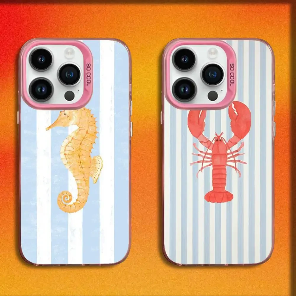 

striped sea animal Phone Case For iPhone 17,16,15,14,13,12,Pro,Max,Plus,E,SE4,Air,Mini Pink IMD Box