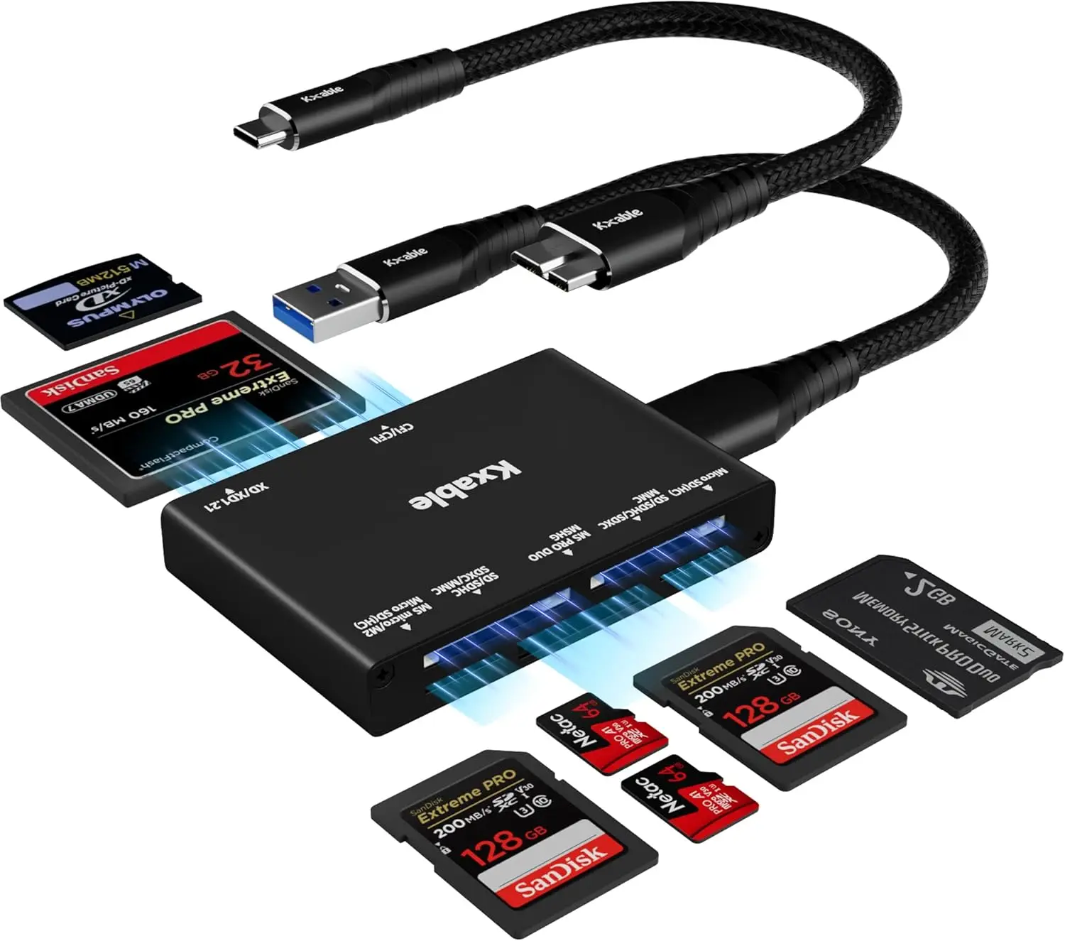 

7-in-1 USB 3.0 SD Card Reader with 5Gbps Speed, Compatible with Mac/Windows/Linux and Multiple Memory Cards