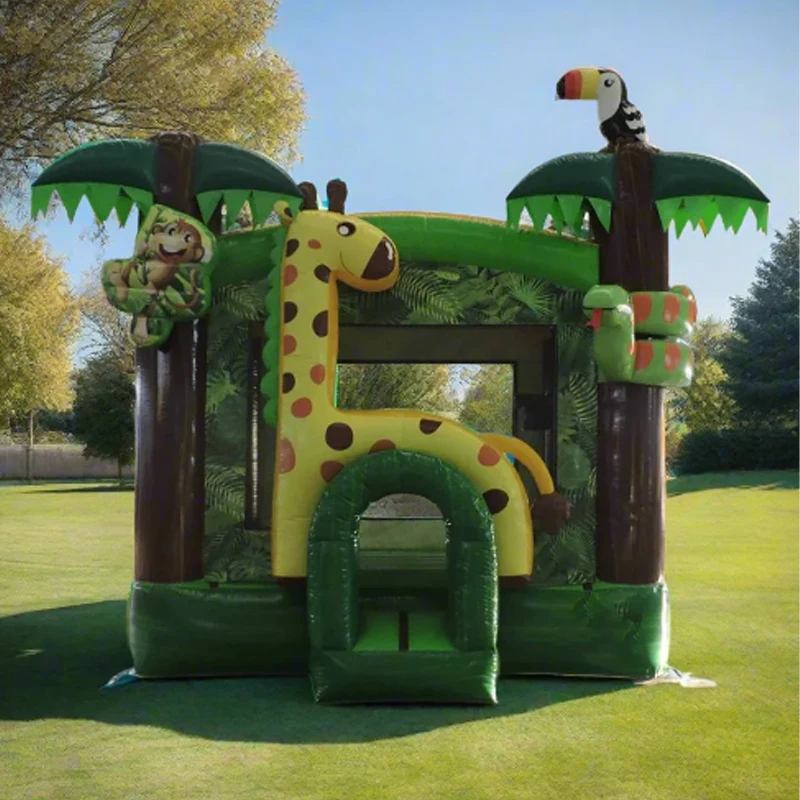 Children's Inflatable Trampoline Palm Tree Style Inflatable Bounce House Castle Animal Park Castle Trampoline