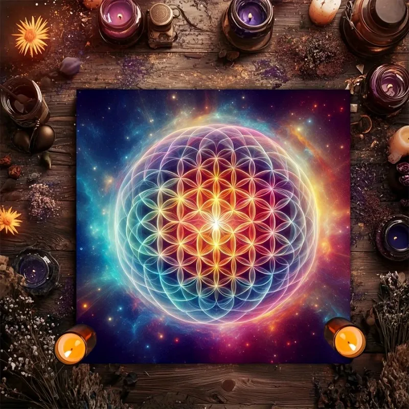 The Galactic Chakra Tree Of Life Tarot Divination Cloth Is Suitable For Divination, Astrology And Oracle Cards