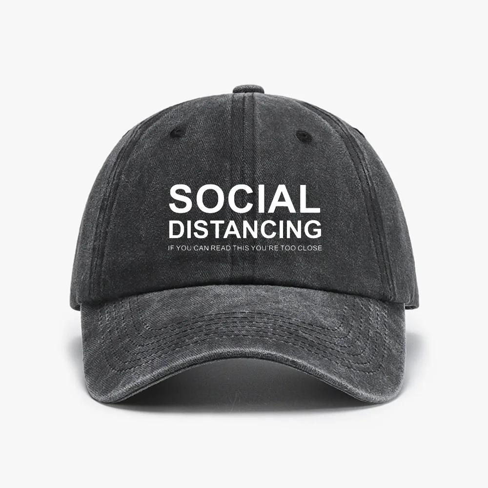 

SOCIAL DISTANCING IF YOU CAN READ THIS YOU'RE TOO CLOSE Letter Baseball Cap fashion casual adjustable Distressed Denim hats