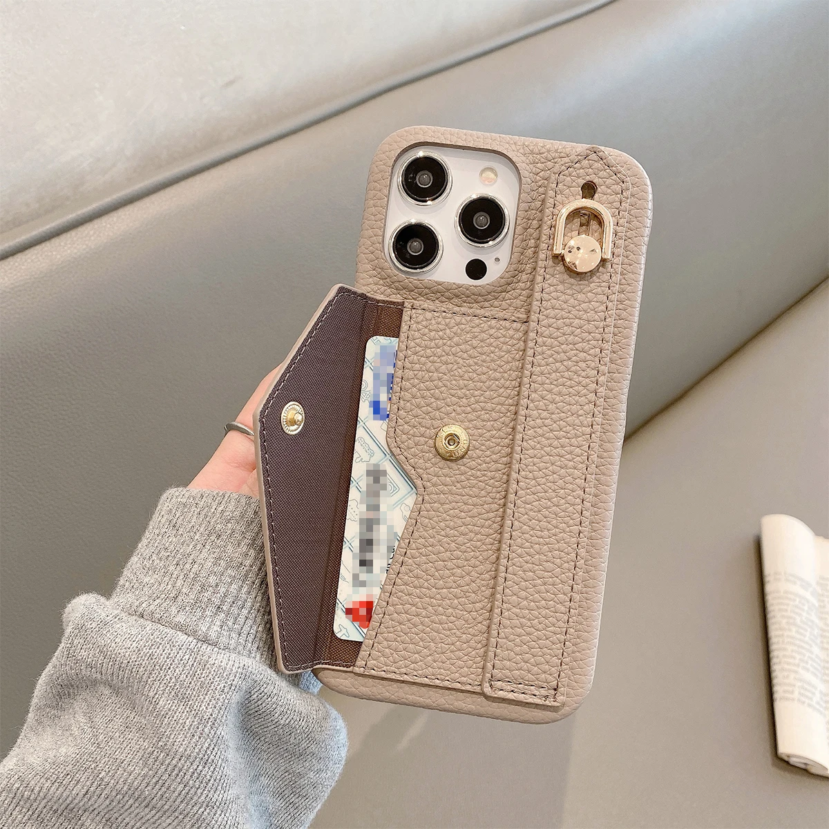 Wrist Strap Wallet Leather Case For iPhone 15 14 13 12 11 Pro Max Luxury Card Holder Protective Cover