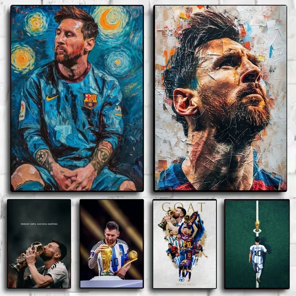 Football Star M-Messi Argentina Poster HD art sticky wall waterproof home living room bar decoration