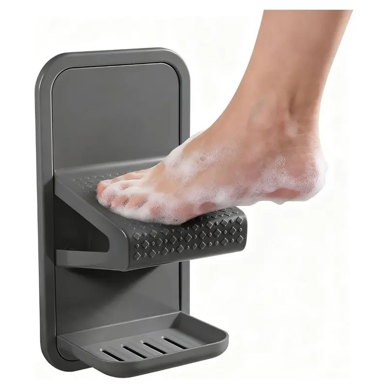 WCS-Shower Foot Rest For Shaving Legs, No Drill Strong Adhesive Non Slip Foot Pedal Wash Accessories