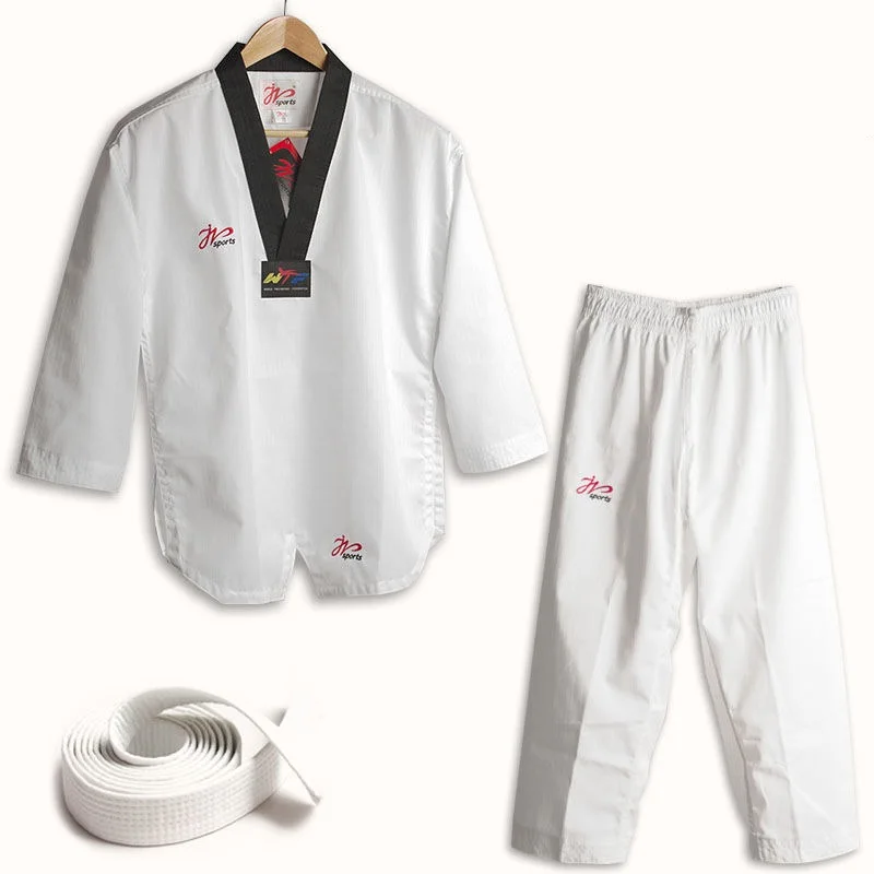 White Taekwondo Uniforms WTF Karate Judo TKD Dobok Clothes Children Adult Unisex Long Sleeve TKD Clothing