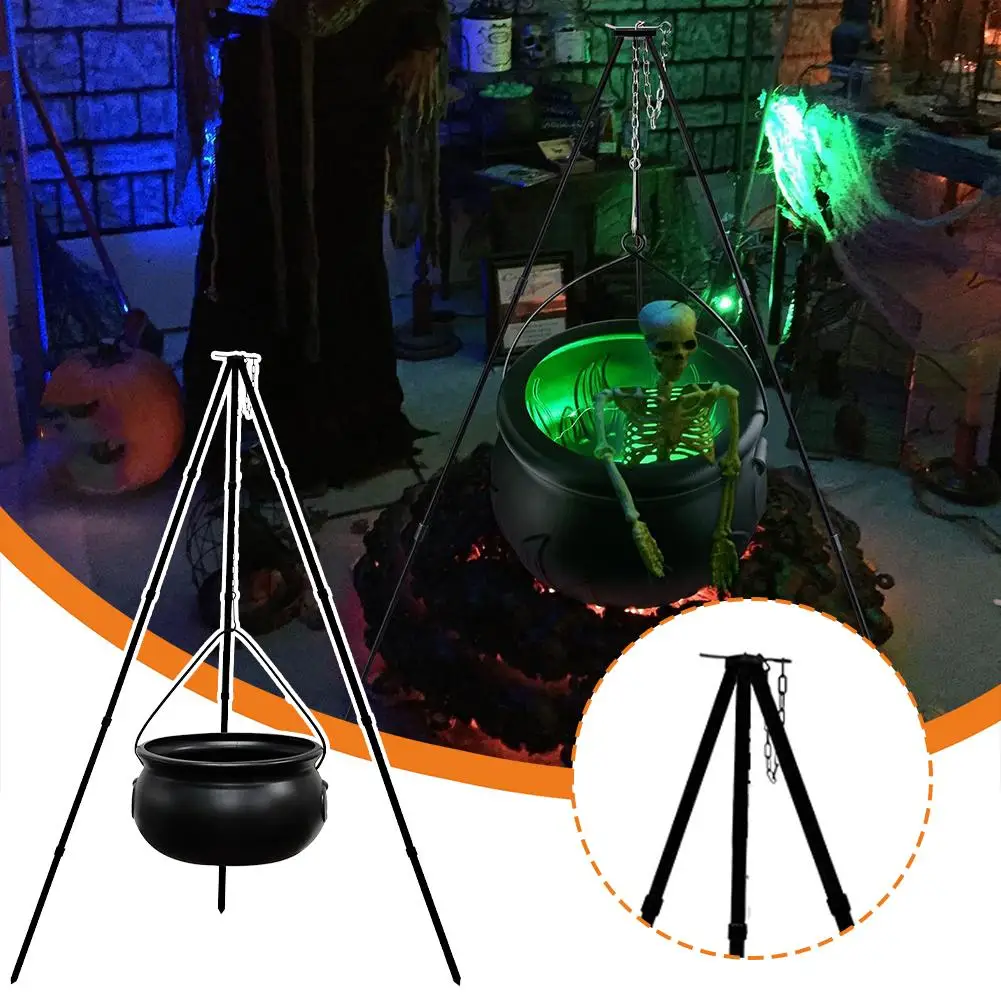 

Halloween Party Large Witches Cauldron on Tripod with Lights,Plastic Bowl Hocus Pocus Candy Bucket Decor for Home Porch Outside