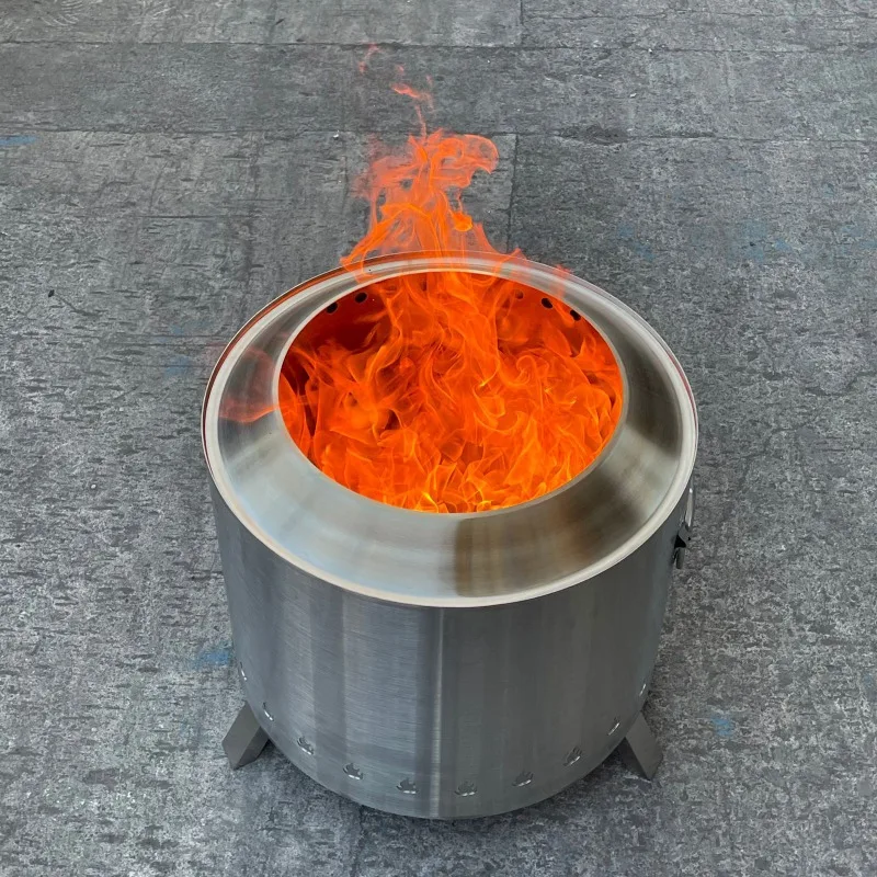 

Stainless Steel Large Outdoor Smokeless Wood-burning Stove for Family Yard Camping Charcoal Campfire Stove