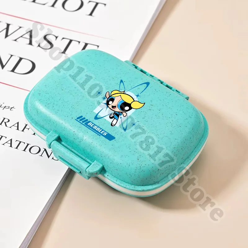 Kawaii The Powerpuffs Cute Pill Storage Box Medicine Organizer Boxes with Compartments Portable Plastic Tablet Container Gifts