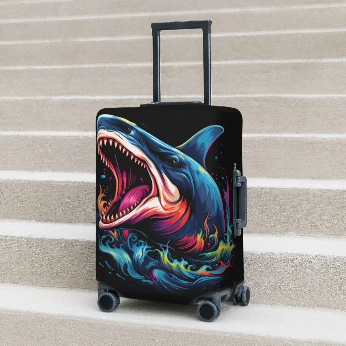 Dolphin Big Mouth Suitcase Cover ocean Animal Travel Protector Vacation Useful Luggage Supplies