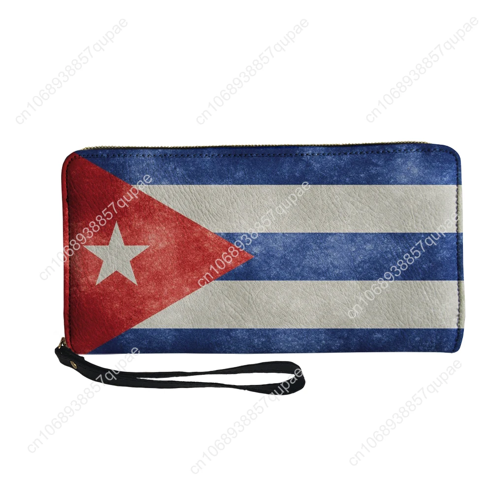 Cuban Flag Custom Wallet Purse Mens Womens Teenagers Zipper Long Wallets Double Print  Portable Wallet Gift Bag