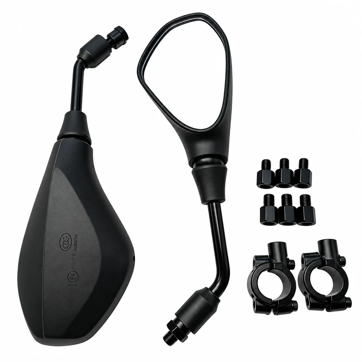 Universal M8/M10 Left‑Right Thread Motorcycle Rear‑View Mirror Adjustable ABS Iron Stem for Street Bike Electric Scooter