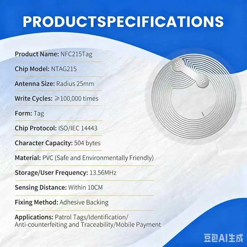 100Pcs NTAG215 Clear NFC Stickers 504Byte Rewritable Adhesive Tags for Android iOS NFC Smart Phones