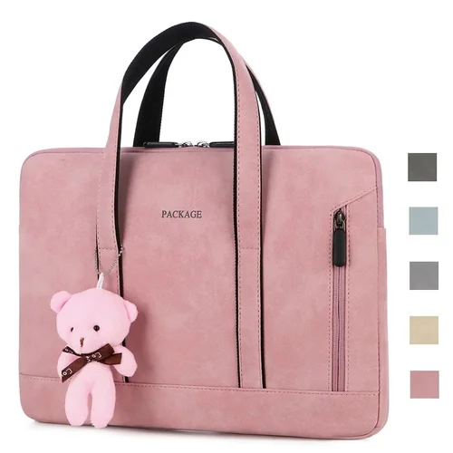 Imagen 2 del producto Bolsa para ordenador portátil de PU de marca a prueba de golpes, 13,14,15,6,16 pulgadas, funda para bolso de mujer para MacBook Air Pro Notebook Computer PC