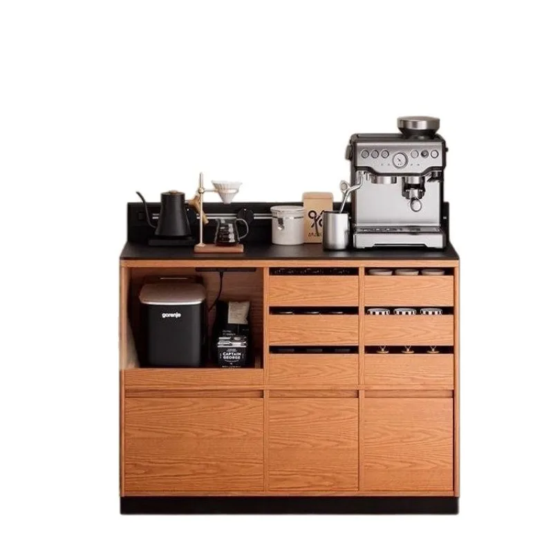 

Solid wood sideboard, coffee cabinet, wall-to-wall slate countertop storage cabinet, household tea cabinet