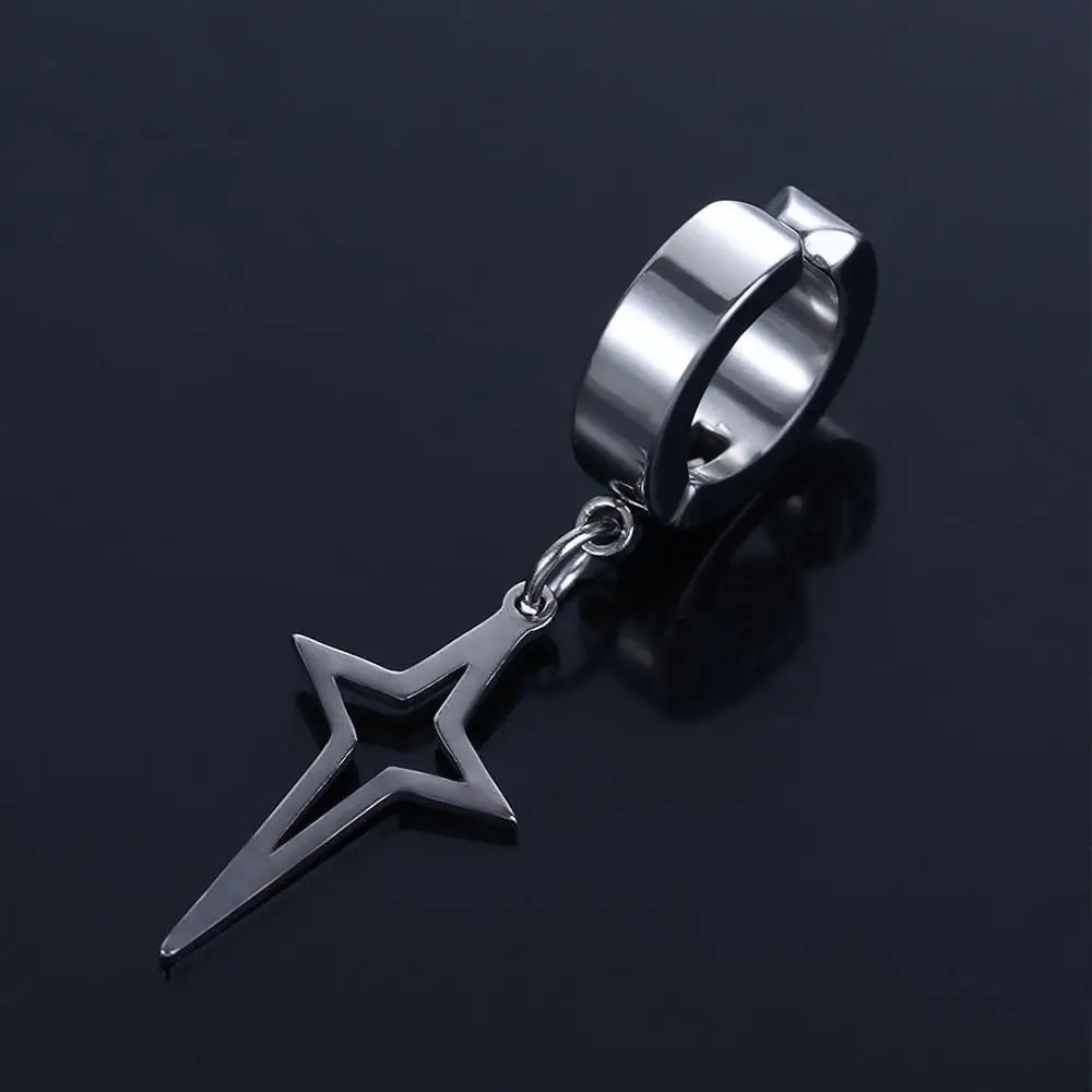 Stainless Steel Triangle Fake Piercing Female Korean Style Ear Cuff Non-Piercing Earring Cross Clip Earring Fashion Jewelry