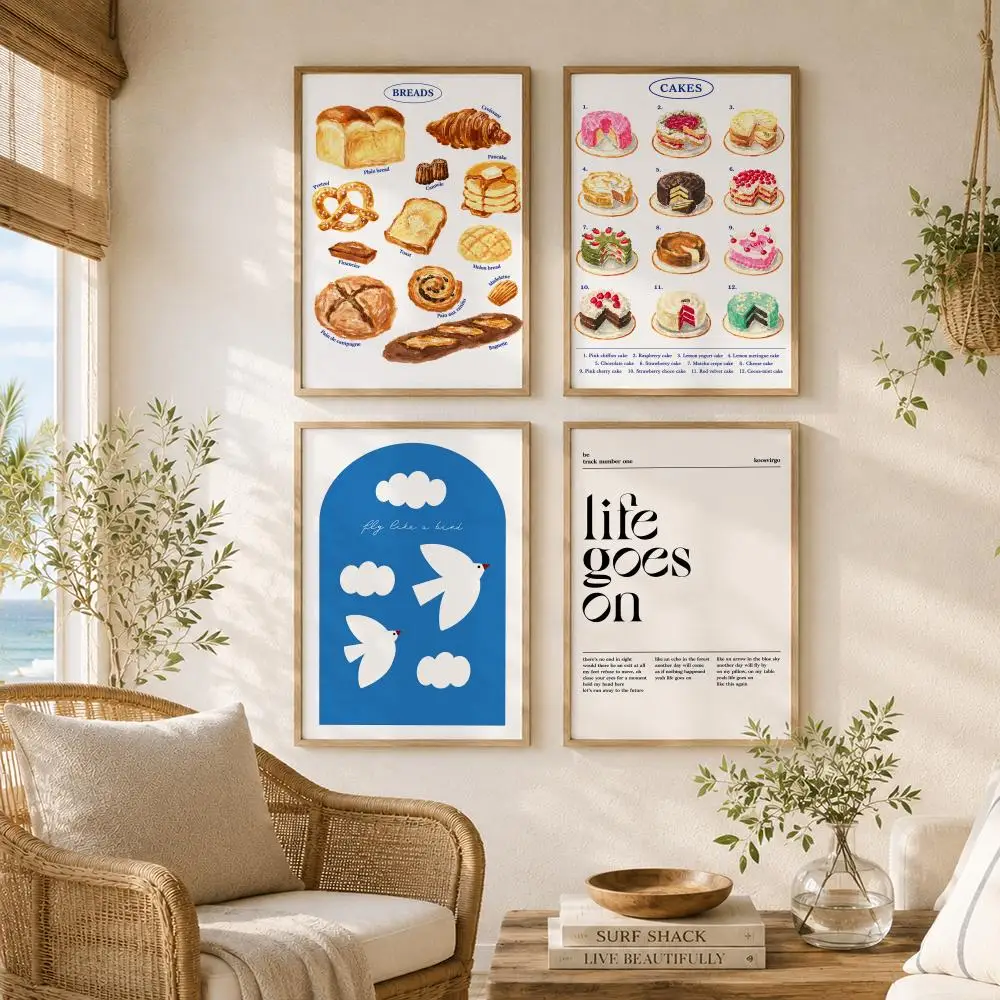 Food Illustration Art Painting Calligraphy High-Quality Canvas Wall Mural Crease-Free For Living Room Bedroom Interiors