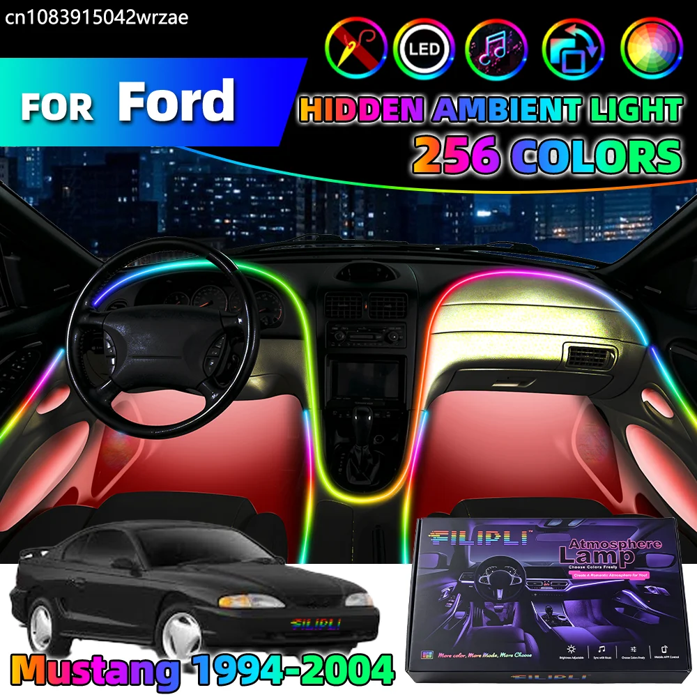 

6 in 1 For Ford Mustang 1994-2004 Years Car Interior Ambient Lights Strips Breathing Lighting Kit App Control Auto LED strips