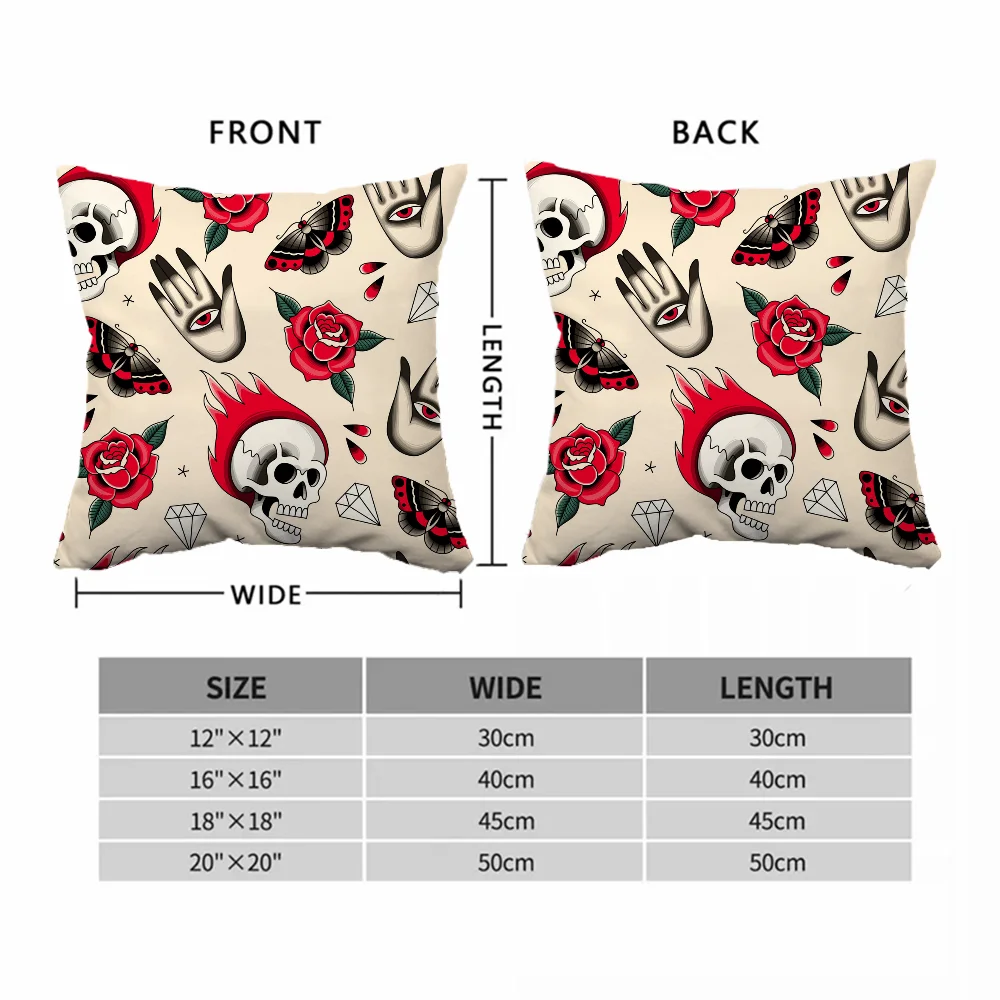 Old School Tattoo Pattern Decorative Pillowcases 40x40 Cushions for Decorative Sofa Cushion Cover 45*45 Decoration Living Room