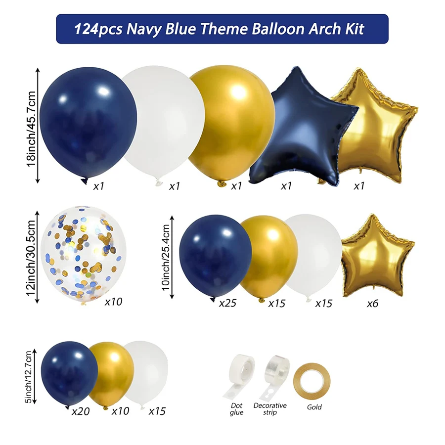 Navy Blue Gold White Latex Bal - Wedding Supply Kit review and price
