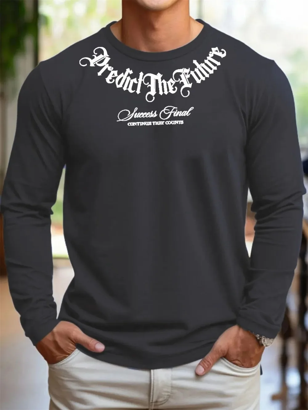 تي شيرت رجالي جديد بأكمام طويلة لربيع وخريف 2025 يتميز بأزياء الشارع والراحة مع طباعة حروف ثلاثية الأبعاد #3