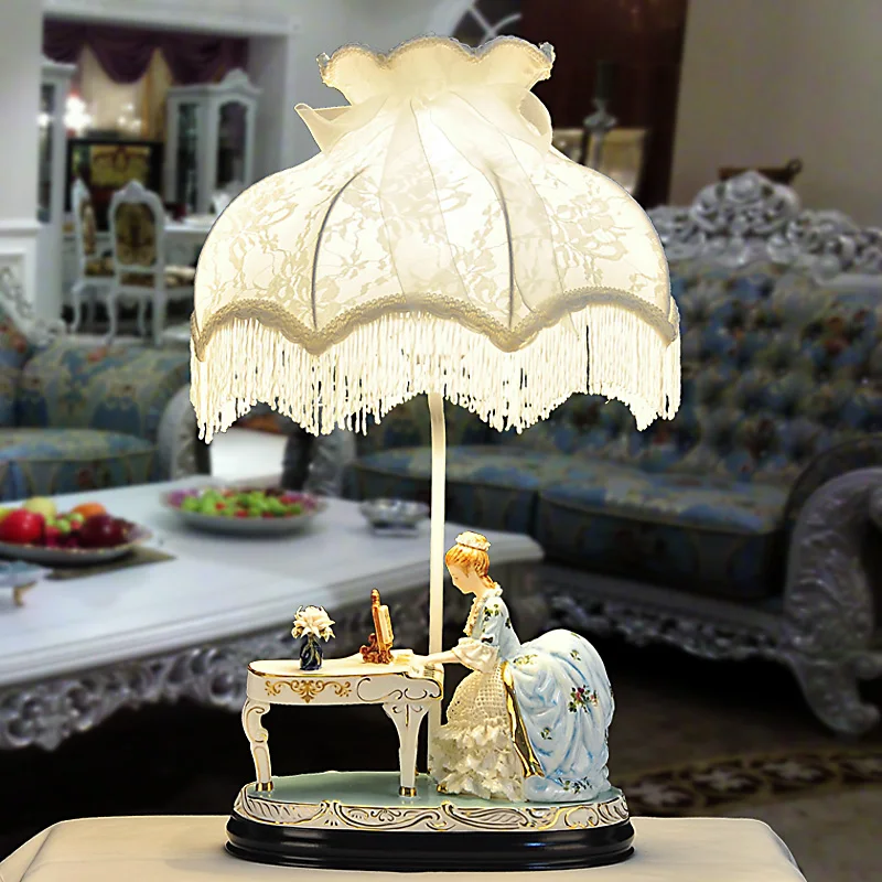 Table Lamp Bedroom Bedside Creative European Wedding Room Decoration American Cute Princess Retro Dimming Gift Ceramic Table Lam-image