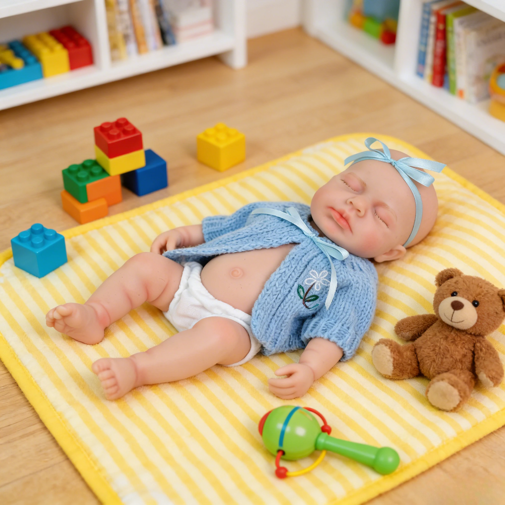 Boneca reborn de silicone platinado super macio de 12 '' Loulou – elástico flexível, estilo acordado realista |   Presente infantil de Natal