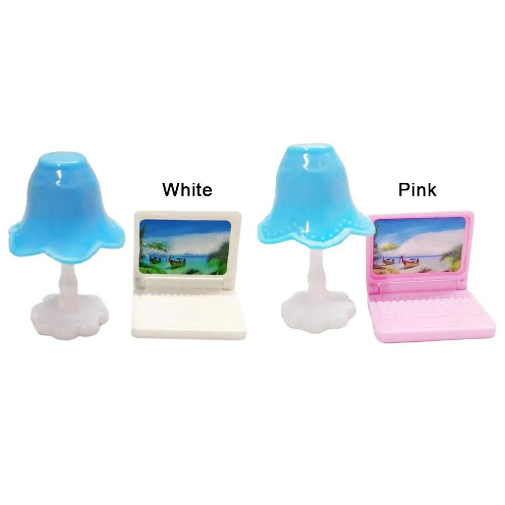 Mini Lâmpada De Mesa De Plástico Em Miniatura Para Decoração De Casa, Laptop Bonito, Tablet, Decoração, Brinquedo, Casa De Bonecas, Alta Qualidade, 2 Cores, 1:12