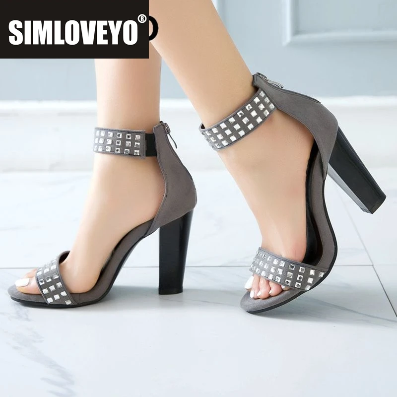 

SIMLOVEYO 2025 Роскошные женские сандалии из флока, замши, молния, блочные каблуки 9,5 см, большие размеры 48 49 50, модная женская обувь для свиданий