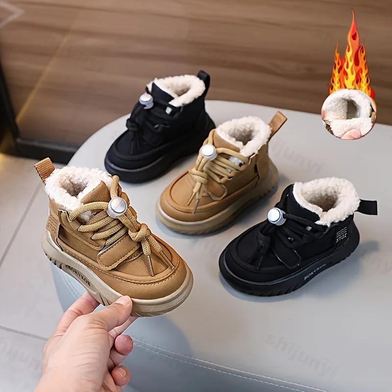 Childrens Snow Boots 2025 Winter High-top Kids Sneaker Comfortable Warm Girl Boys Ankle Boot Warm Cold Proof Outdoor Cotton Shoe