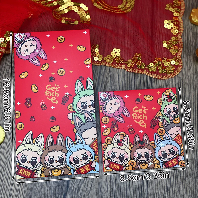 Hot Chinese New Year Red Envelopes 10pcs Cute Labubu Anime Money Envelope Wedding Gift Good Luck Money Packets Kid Festival Gift