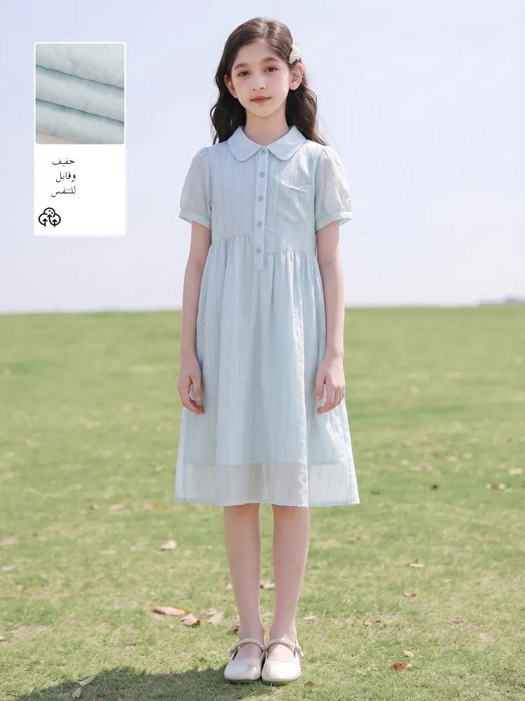 abito-estivo-alla-moda-blu-principessa-abbigliamento-per-bambine-casual-a-vita-alta-manica-corta-gonna-a-meta-coscia-per-ragazze-dai-9-ai-16-anni