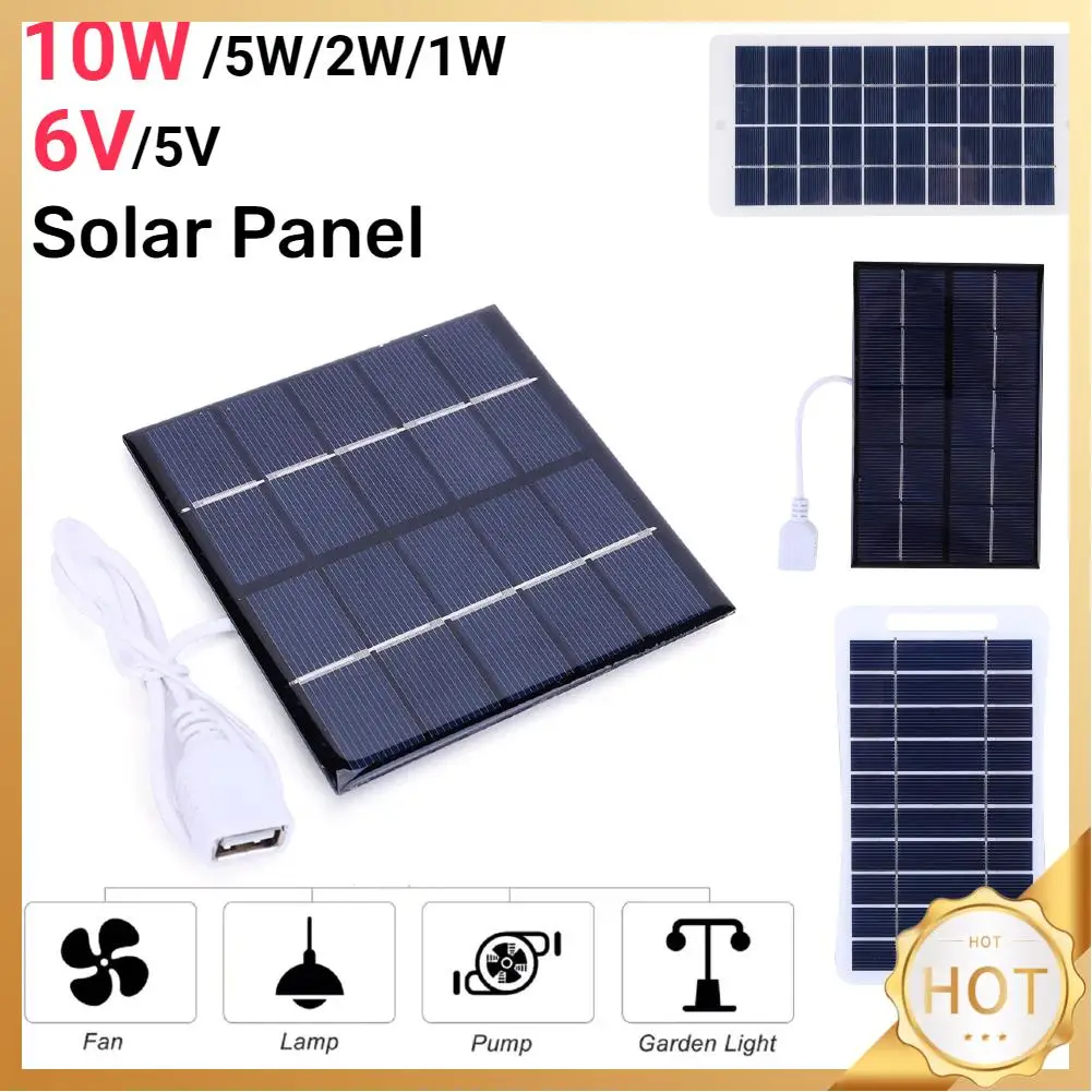 10W 5V Portable Solar Panel USB Battery Charger Solar Charging Panel Waterproof Phone Power Bank for Camping Backpacking Hiking