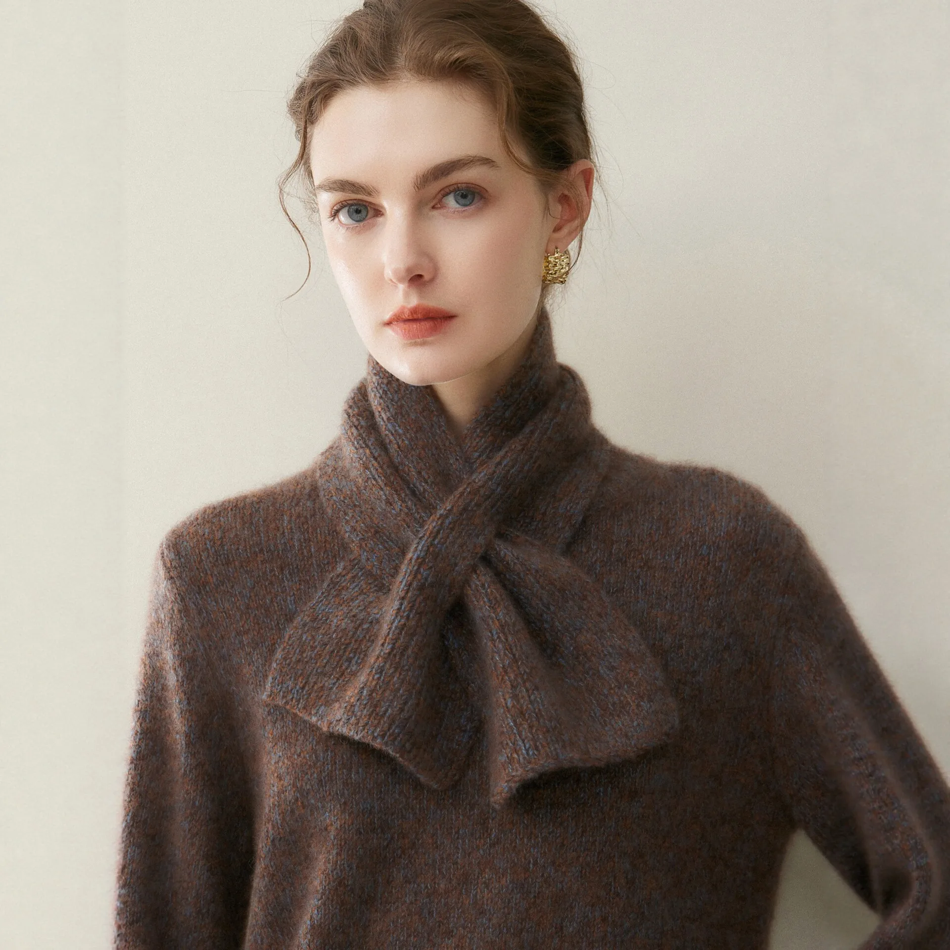 Winsleter-25%Silk 75%Cashmere Elegant Scarf, Skin Friendly Keep Warm, Women Versatile Knit Short Sarves, 2026 Autumn A68546CC