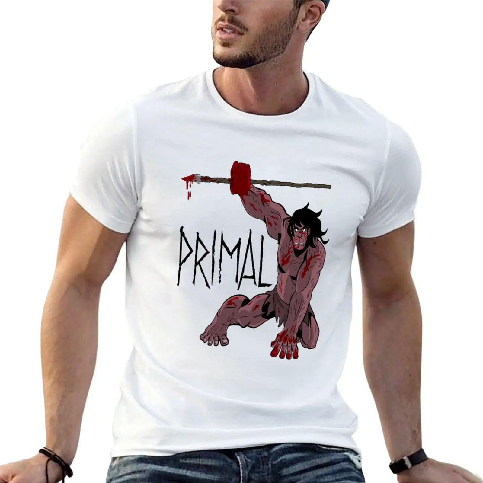 Genndy Tartakovsky Primal TV Show T-Shirt t shirt man luxury anime t shirts oversize t shirts cotton 100% T-shirt