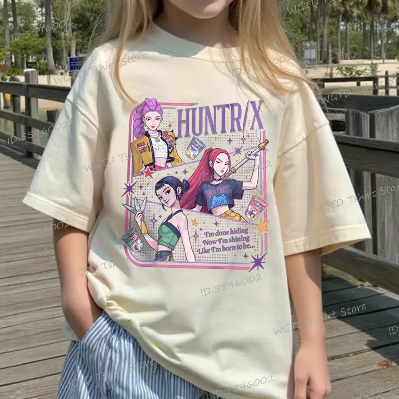 

Toddler Girl Clothes Hot Movie Cotton Kids T-shirt Huntrix Fans Gifts Short Sleeve Tee Girl Harajuku Fashion Casual Top