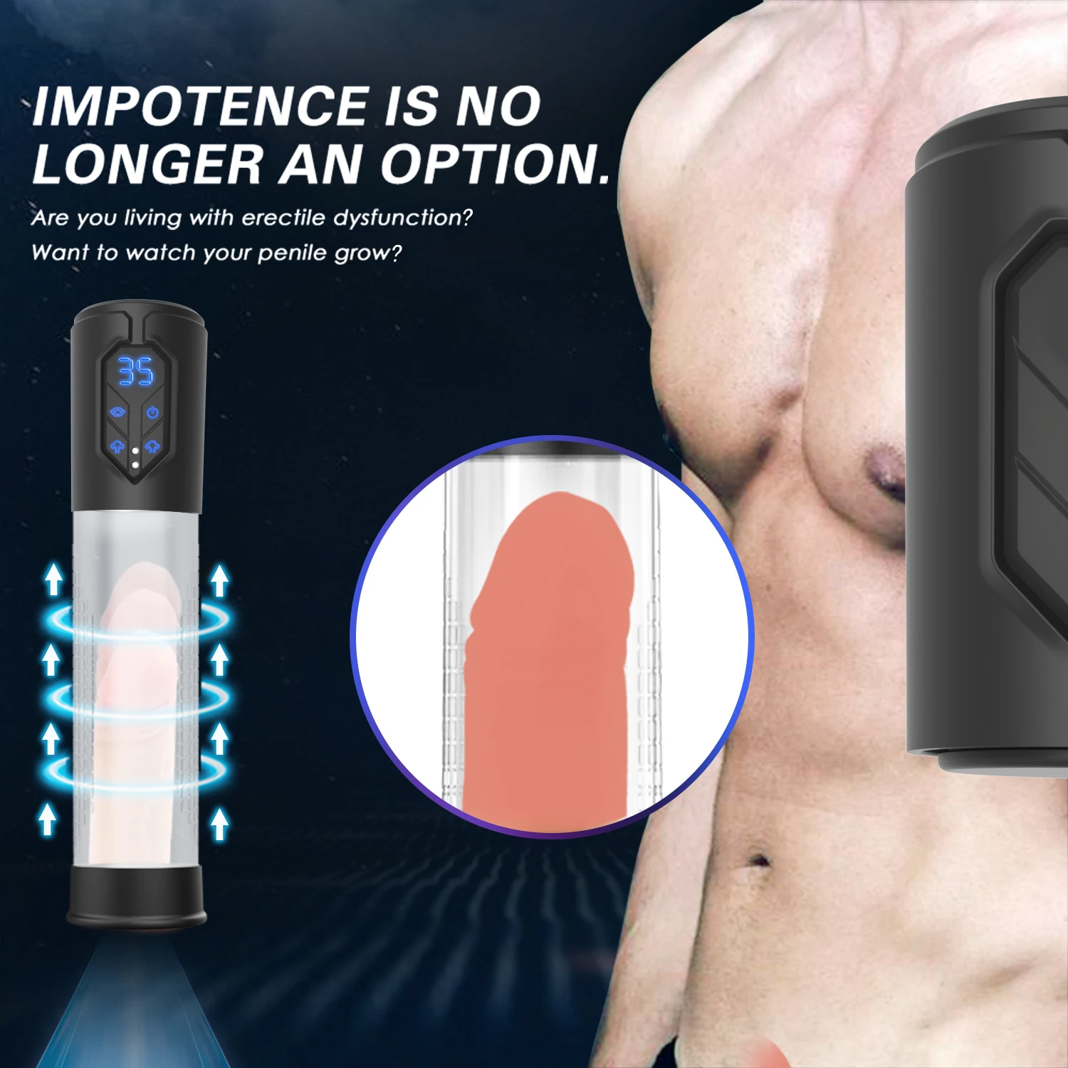 Sex Toys for Men Bigger Automatic Penis Pump Penis Enlarger Extender IPX7 Waterproof Vacuum Pump 4 Suction Male Masturbator